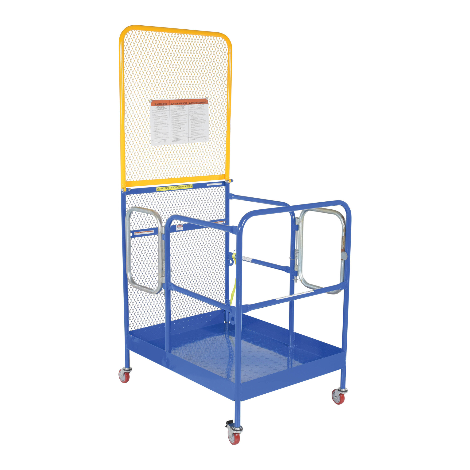 Vestil Work Platform with Casters - 84in. Back, 1000-Lb. Capacity, 33.375in. x 45.375in., Dual Door Entry, Model# WP-3648-CA-84B-DD